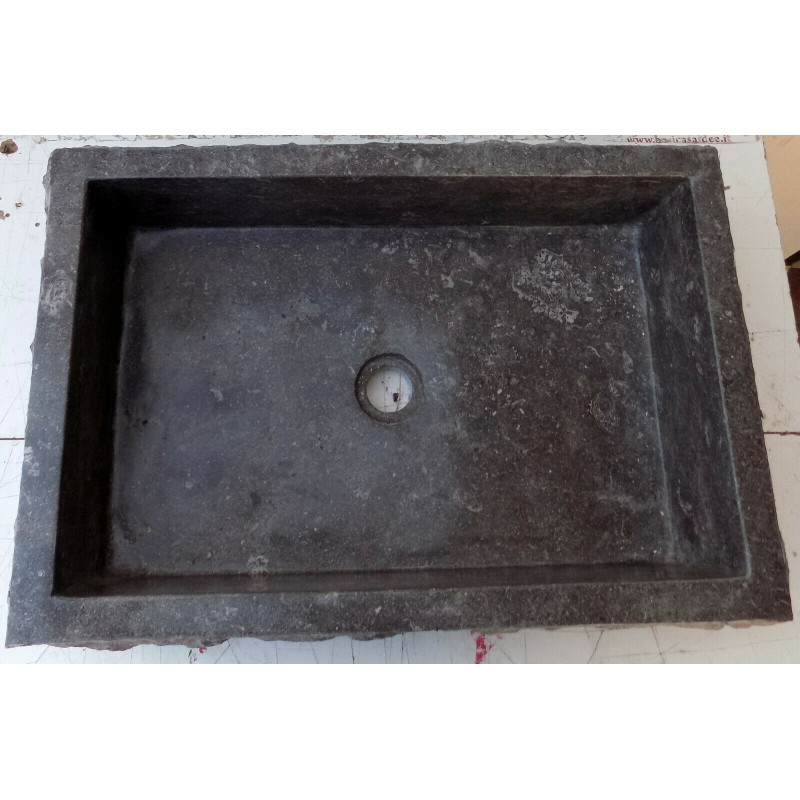 Lavandino In Marmo Grigio Rettangolare Lavabo Da Appoggio In Pietra